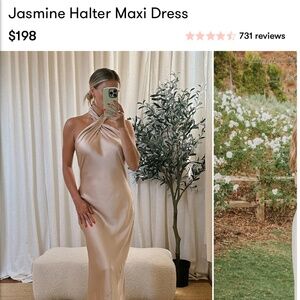 Jasmine Halter Maxi Dress - Champagne Luxe - Show Me Your Mumu